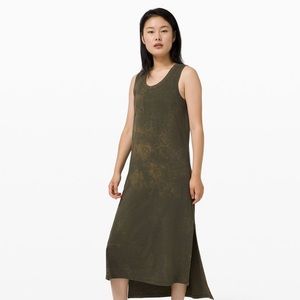 Lululemon All Yours Tank Maxi Midi Dress in Cloudy Wash Dark Olive Green